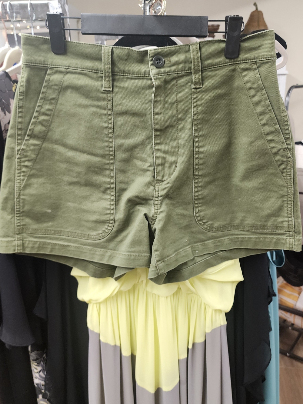 Madewell High-Waist Olive Green Utility Shorts